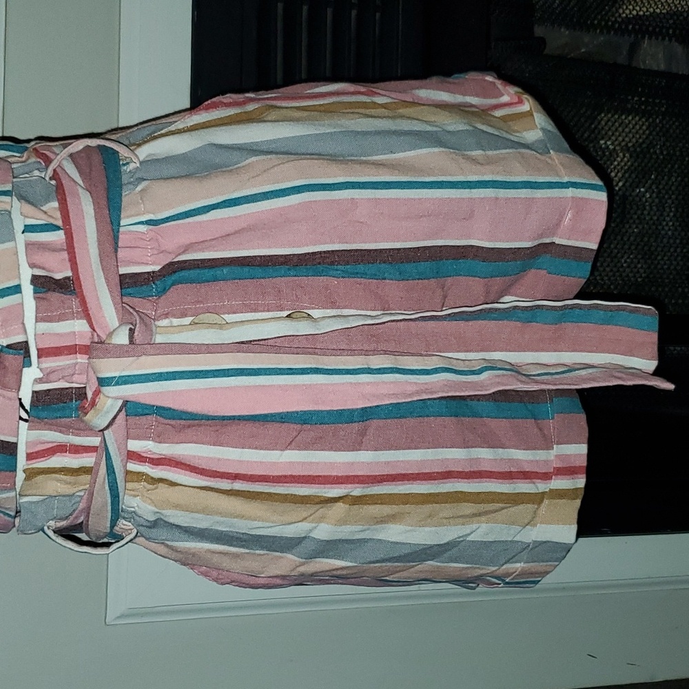 Haute Monde Multi-color Striped Crop Top & Matching Paperbag Shorts Set Size M - Picture 5 of 14